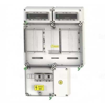 PVT 6075 Á-V Fm-SZ ÁK fogyasztásmérő szekrény, 1 vagy 3 fázisú általános és vezérelt mérők számára, szabadvezetékes,földelősínes modullal